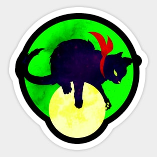 A Shadow in the Moon Cat Illustration Sticker